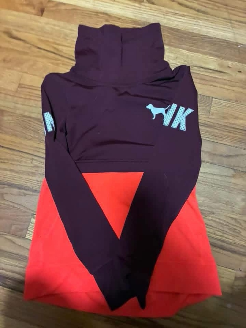 PINK Victoria's Secret Maroon and Red Colorblock Pullover